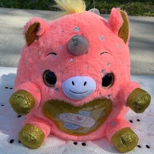 Pink Unicorn Plush Toy Glitter Horn Wings Stars Cute Fantasy Stuffed Animal Soft